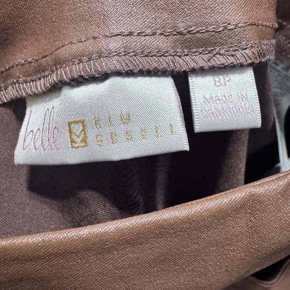 Belle by Kim Gravel Women's Pants Size 8P Petite Rebellious Coated  Brown Flare - Picture 6 of 7